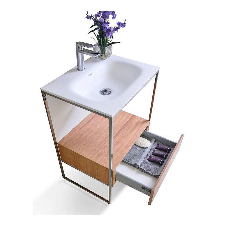 Image 4 Tory 24 inch Natural Walnut 1-Drawer Single Sink Vanity Set more views