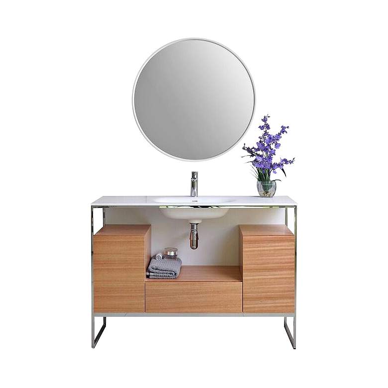 Image 1 Tory 48" Walnut Wood 1-Drawer Single Sink Modern Vanity Set