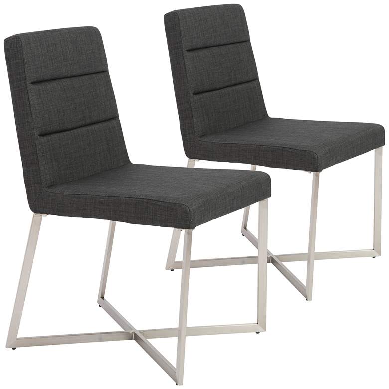 Image 1 Tosca Steel and Charcoal Fabric Dining Chair Set of 2