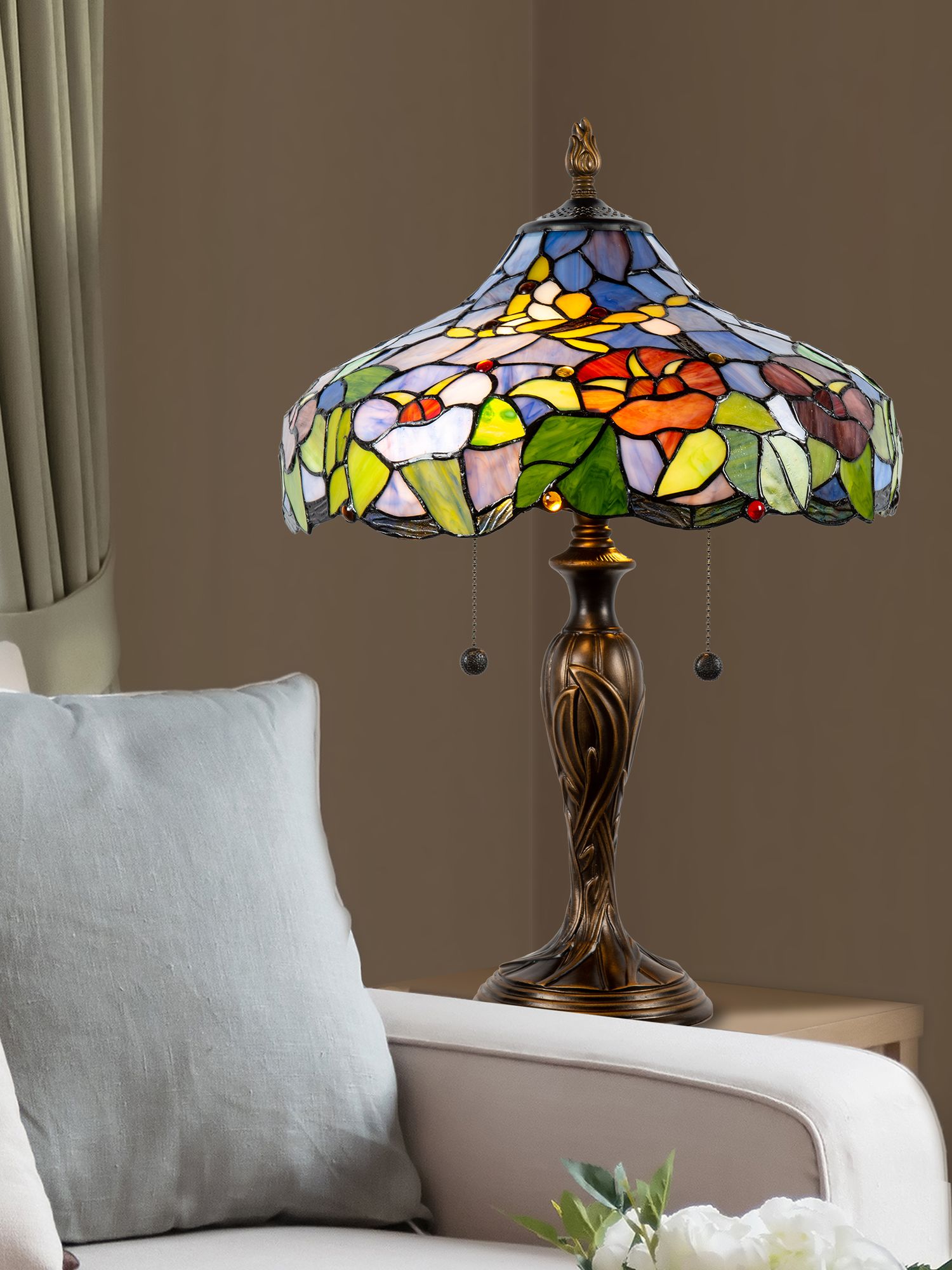 Image 3 Toscany Garden Antique Bronze Tiffany Accent Table Lamp more views