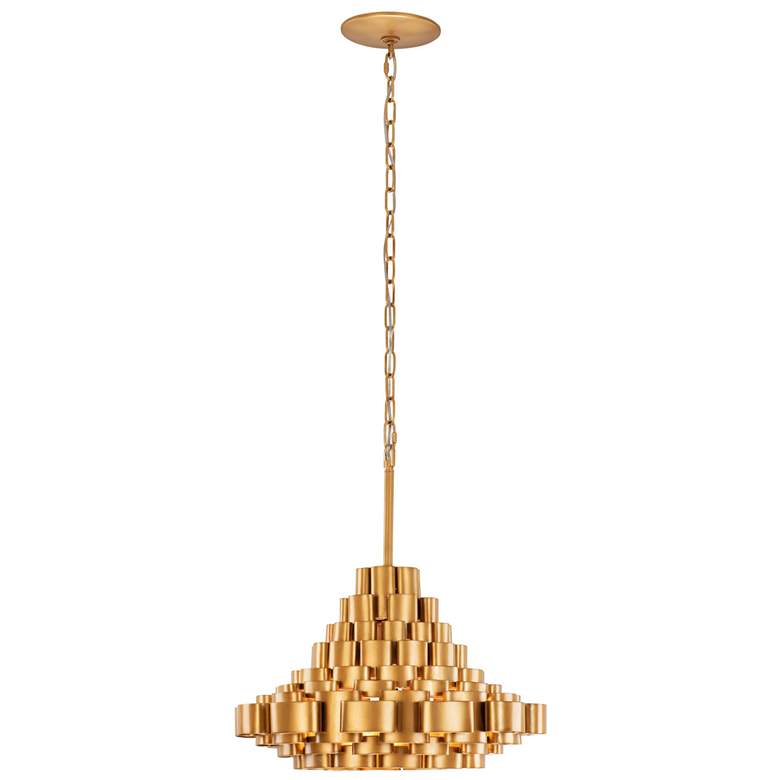 Image 1 Totally Tubular 4-Lt Pendant - Antique Gold &#38; Carbon Black