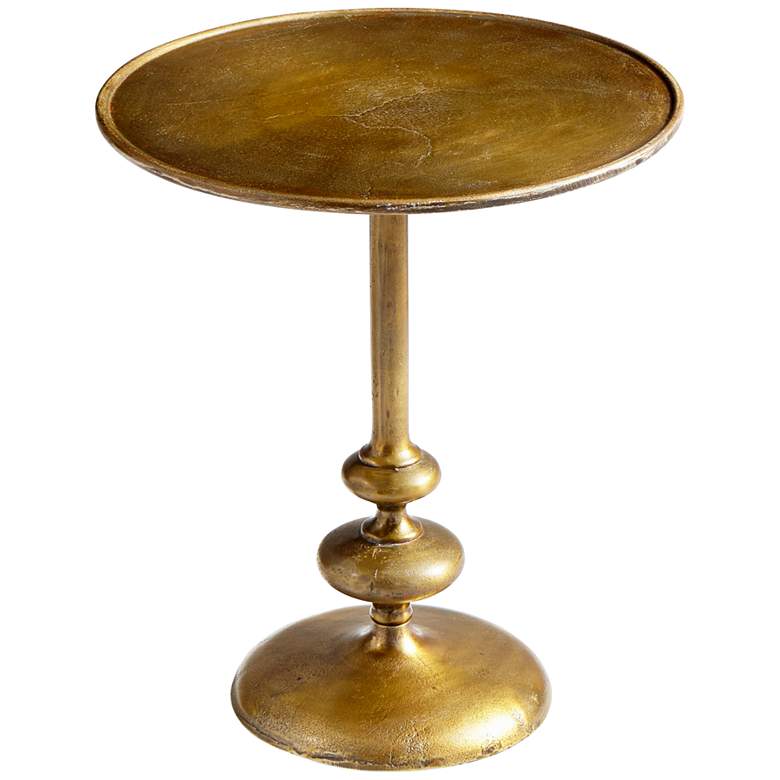 Tote 20&quot; Wide Antique Brass Round Pedestal Side Table