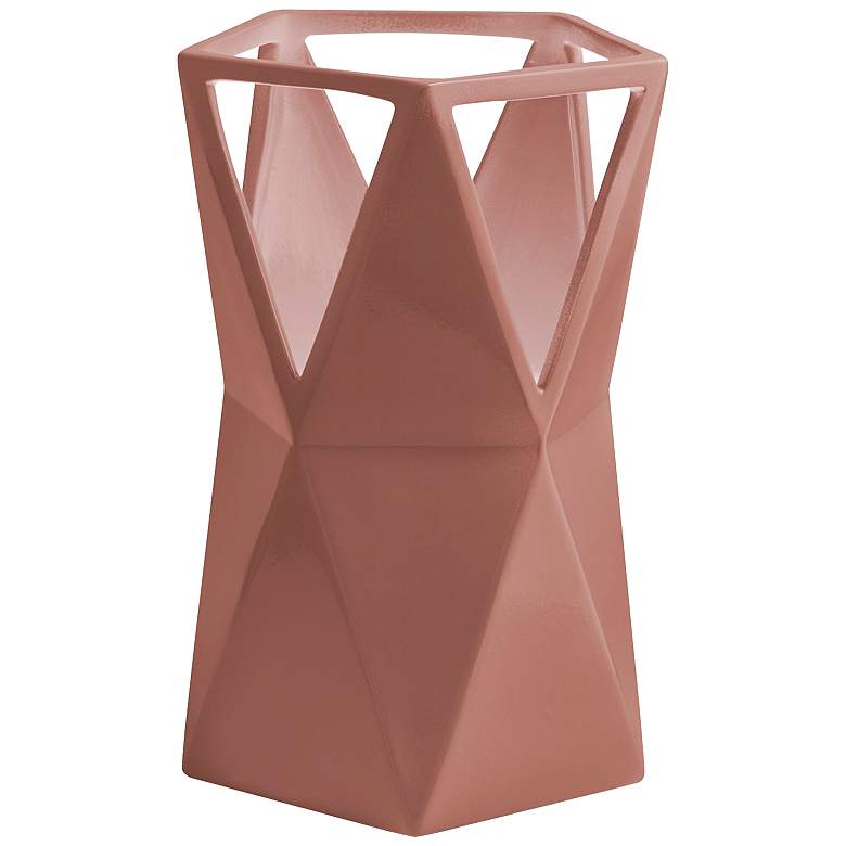 Image 1 Totem 11 3/4 inch High Gloss Blush Ceramic Portable Accent Table Lamp