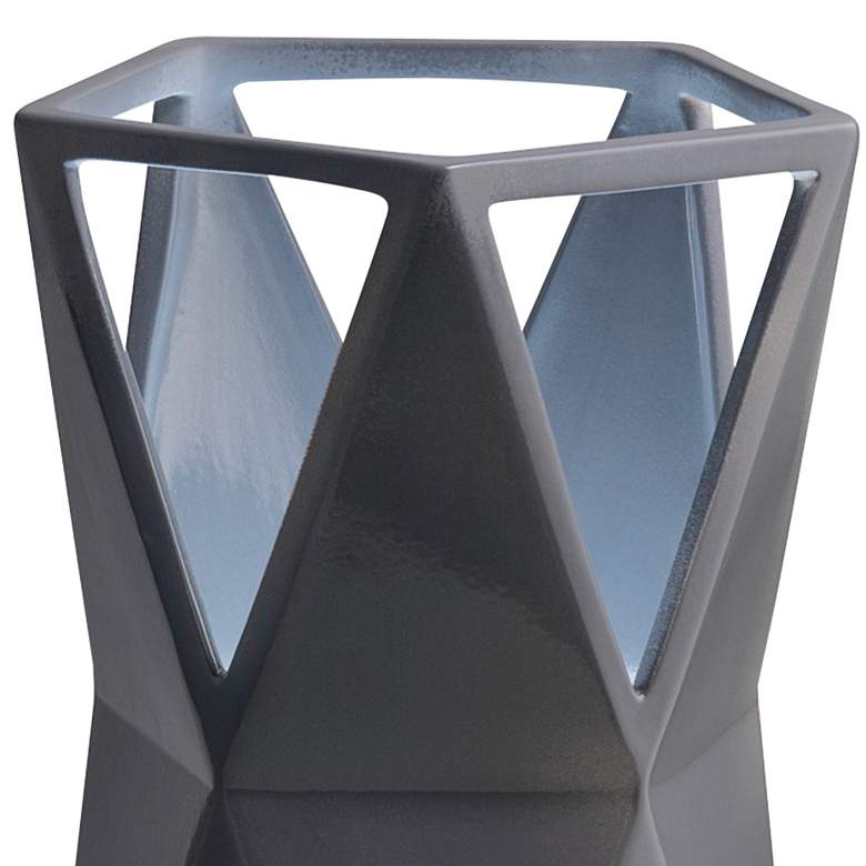 Image 2 Totem 11 3/4" High Gloss Gray Ceramic Portable Accent Table Lamp more views