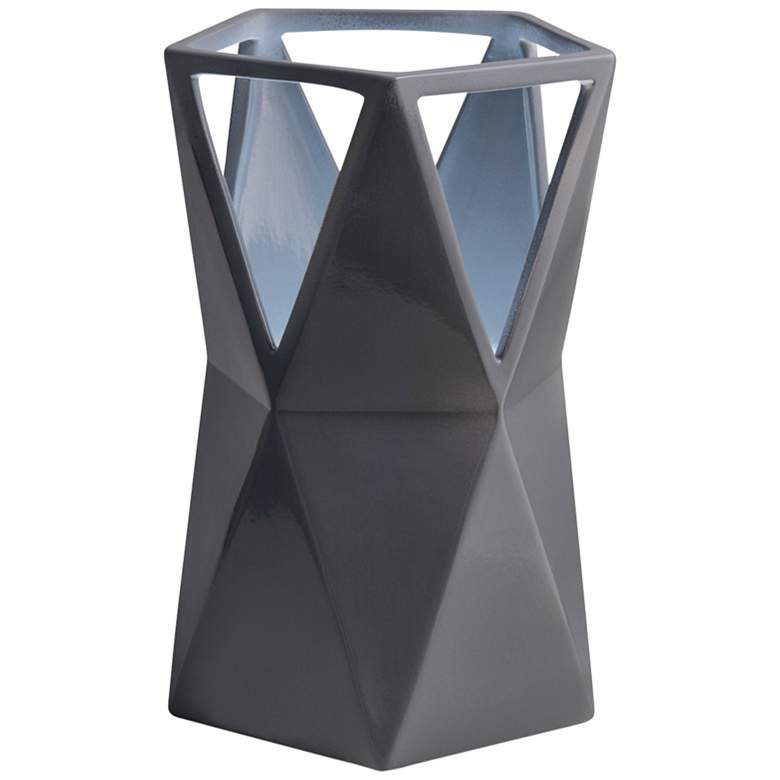 Image 1 Totem 11 3/4 inch High Gloss Gray Ceramic Portable LED Accent Table Lamp