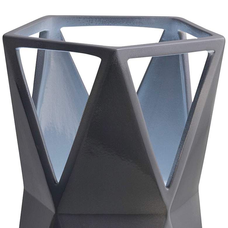 Image 2 Totem 11 3/4" High Gloss Gray Ceramic Portable LED Accent Table Lamp more views
