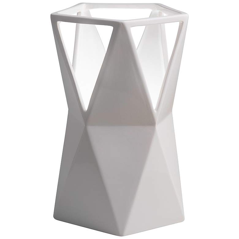 Image 1 Totem 11 3/4 inch High Gloss White Ceramic Portable Accent Table Lamp