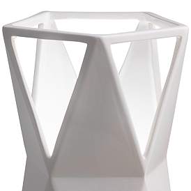 Image2 of Totem 11 3/4" High Gloss White Ceramic Portable LED Accent Table Lamp more views