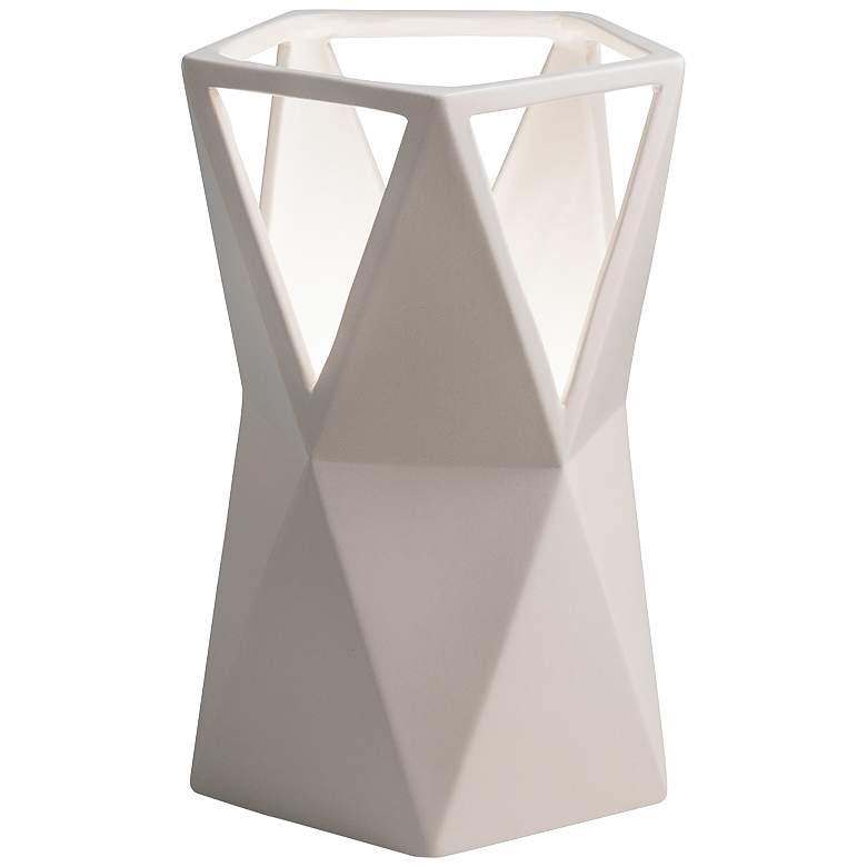 Totem 11 3/4&quot; High Matte White Ceramic Portable LED Accent Table Lamp