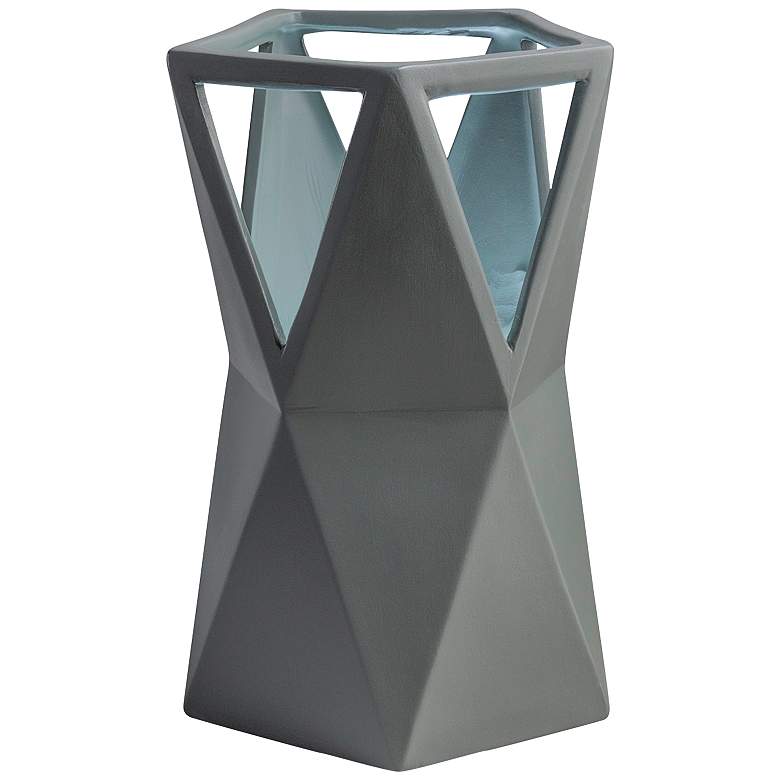 Totem 11 3/4&quot; High Pewter Green Ceramic Portable LED Accent Table Lamp