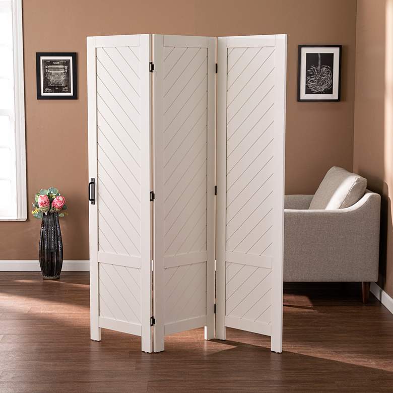 Image 1 Tottleigh 50 1/2 inch Wide White Wood 3-Panel Room Divider