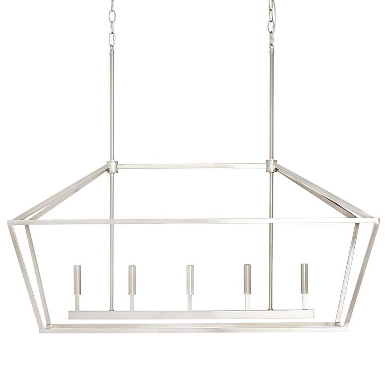 Image 2 Toulia 40" Wide Satin Nickel 5-Light Linear Pendant
