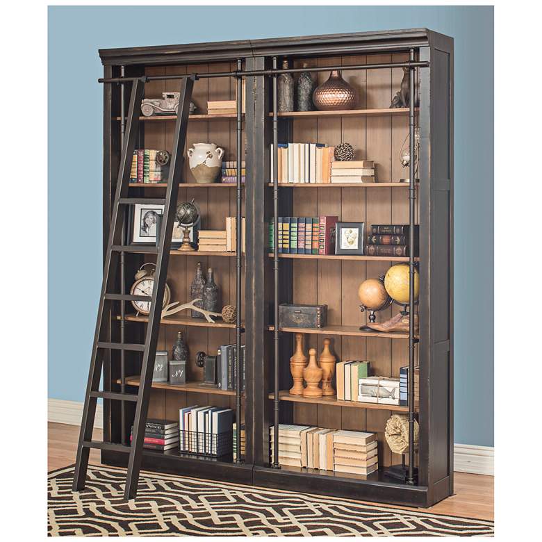 Image 1 Toulouse 80 inch Wide Ebony 6-Shelf Library Bookcase Wall