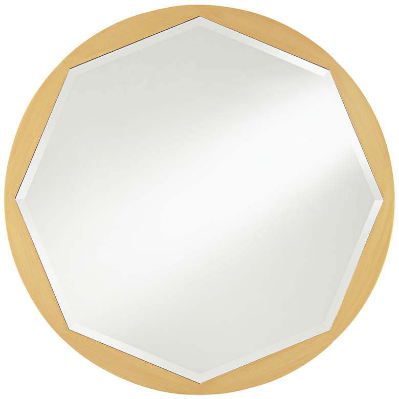 Image 2 Tourasi Brushed Gold 32" Round Cut Framed Wall Mirror
