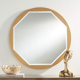 Image1 of Tourasi Brushed Gold 32" Round Cut Framed Wall Mirror