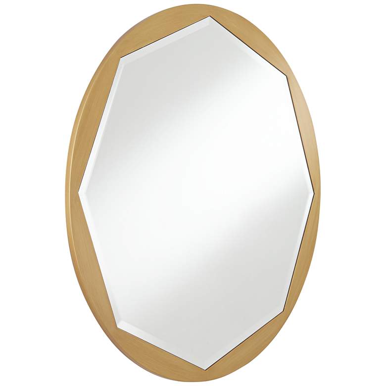 Image 5 Tourasi Brushed Gold 32 inch Round Cut Framed Wall Mirror more views