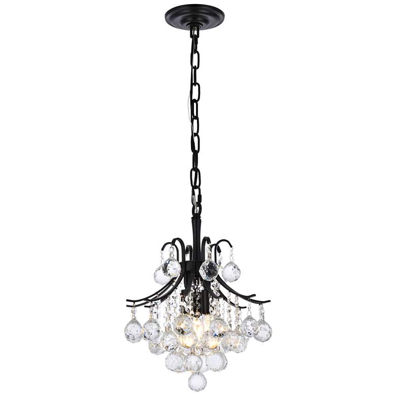 Image 1 Toureg 12" Wide Black and Crystal 3-Light Mini Pendant