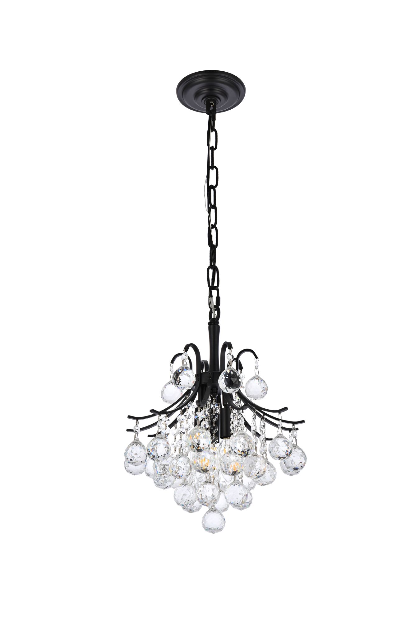 Toureg 12" Wide Black and Crystal 3-Light Mini Pendant