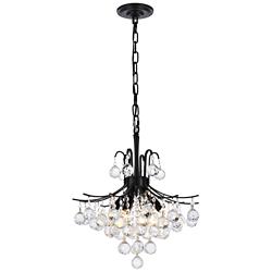 Toureg 16" Wide Black and Crystal 6-Light Pendant