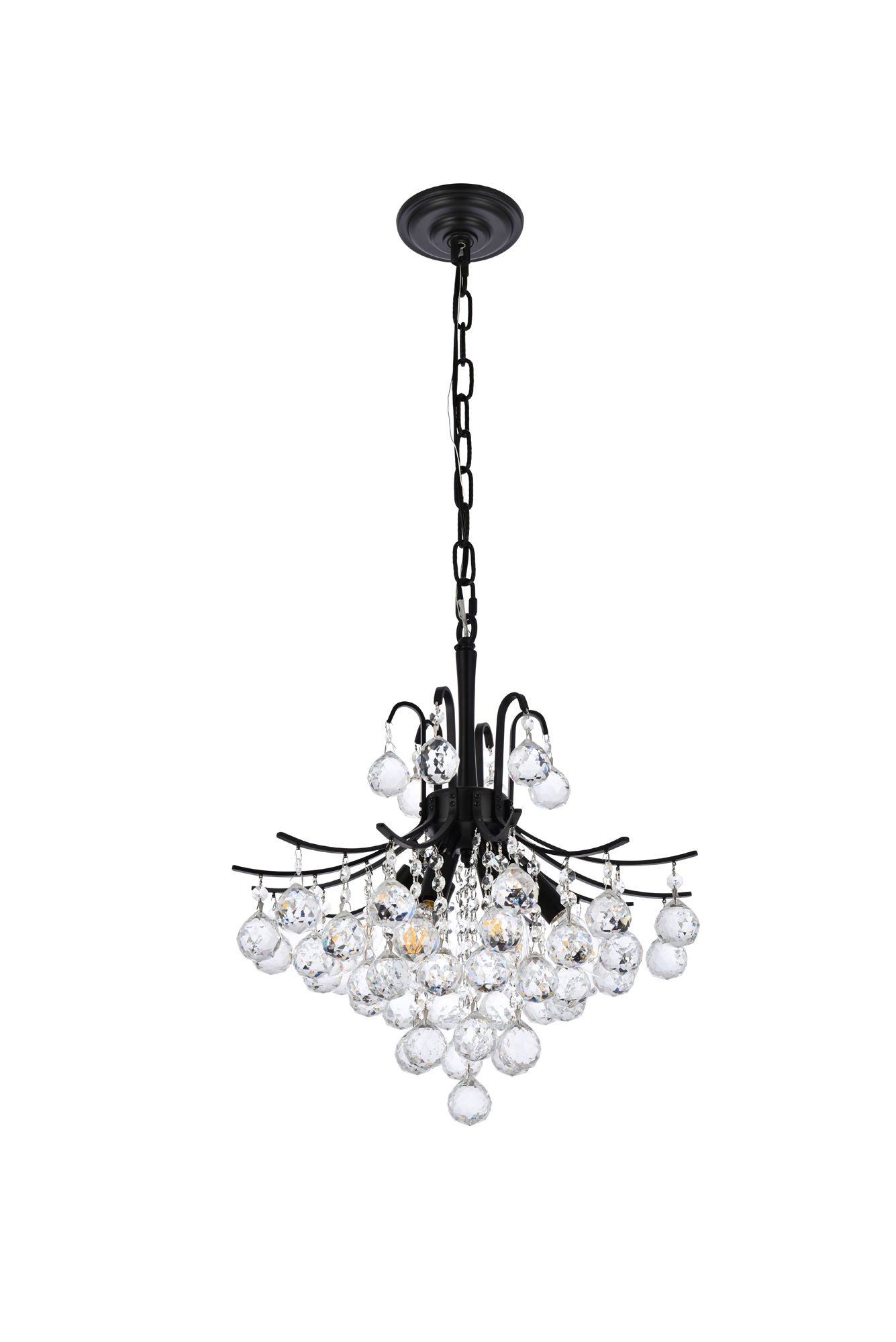 Toureg 16" Wide Black and Crystal 6-Light Pendant
