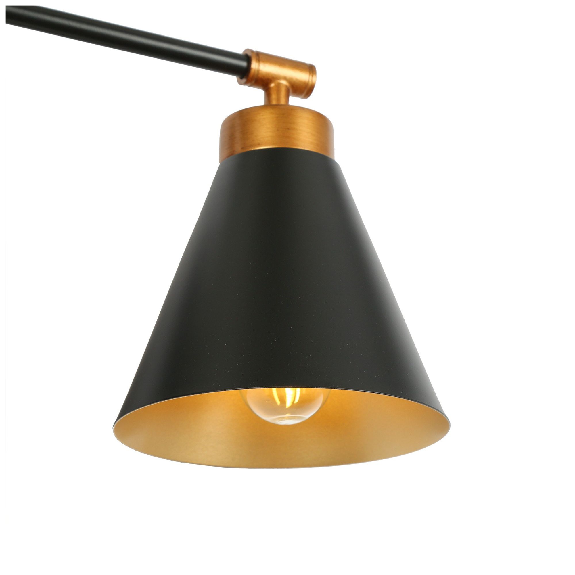 Image 5 Tourmal 22.4"W 3-Light Black Brass Metal Cone Bathroom Vanity Light more views
