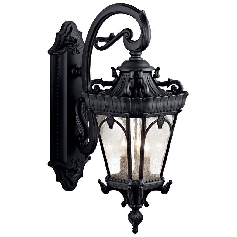 Image 1 Tournai 29 inch High Textured Black 3-Light Outdoor Wall Light