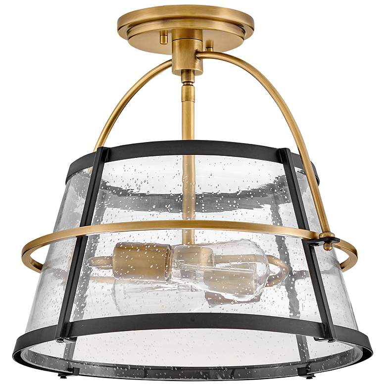 Image 4 Tournon 15"W Heritage Brass and Black 2-Light Ceiling Light more views