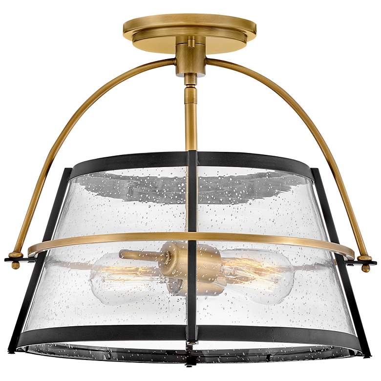 Image 5 Tournon 15"W Heritage Brass and Black 2-Light Ceiling Light more views