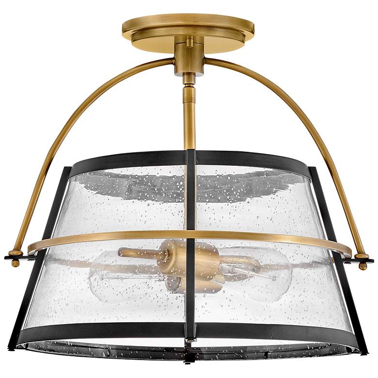 Image 6 Tournon 15"W Heritage Brass and Black 2-Light Ceiling Light more views