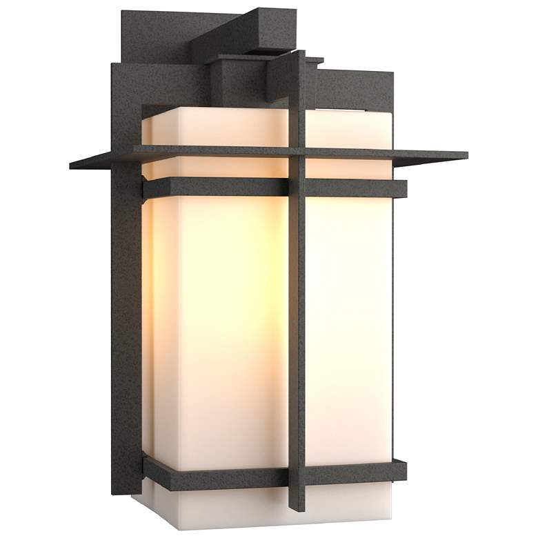 Image 1 Tourou Downlight Large Outdoor Sconce - Iron Finish - Opal Glass
