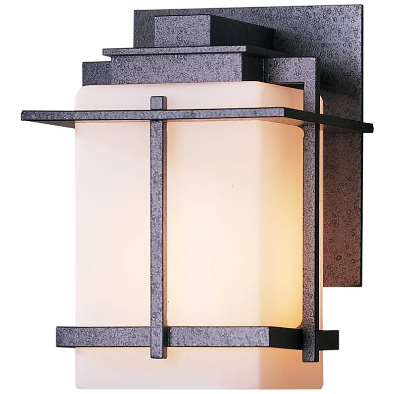 Image 1 Tourou Downlight Small Outdoor Sconce - Iron Finish - Opal Glass
