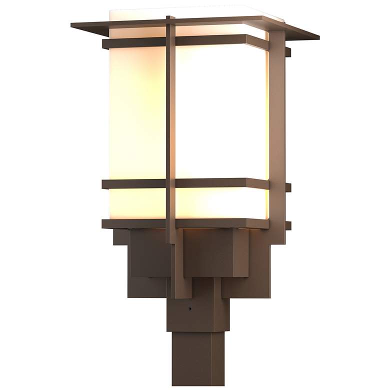 Image 1 Tourou Large Outdoor Post Light - Bronze Finish - Opal Glass