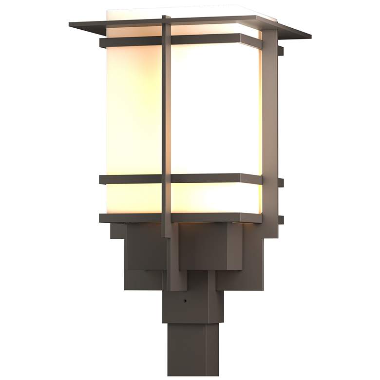 Image 1 Tourou Large Outdoor Post Light - Dark Smoke Finish - Opal Glass