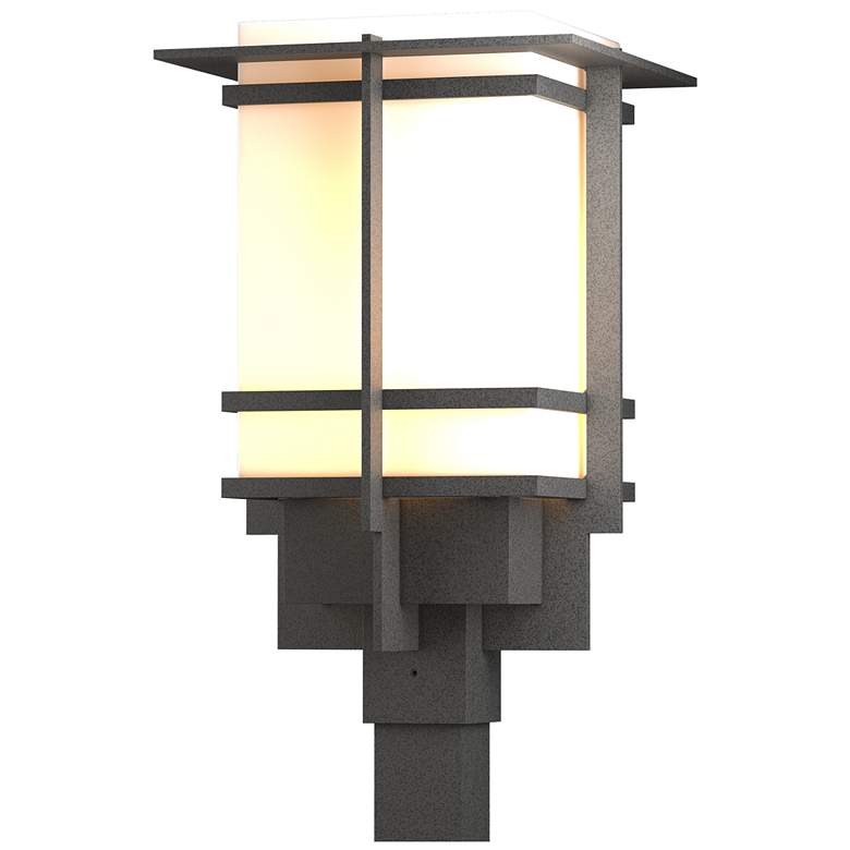 Image 1 Tourou Large Outdoor Post Light - Natural Iron Finish - Opal Glass