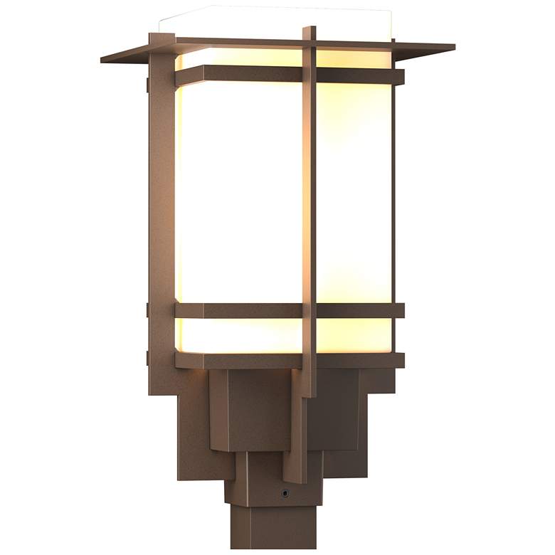 Image 1 Tourou Outdoor Post Light - Bronze Finish - Opal Glass