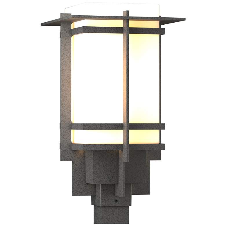 Image 1 Tourou Outdoor Post Light - Natural Iron Finish - Opal Glass