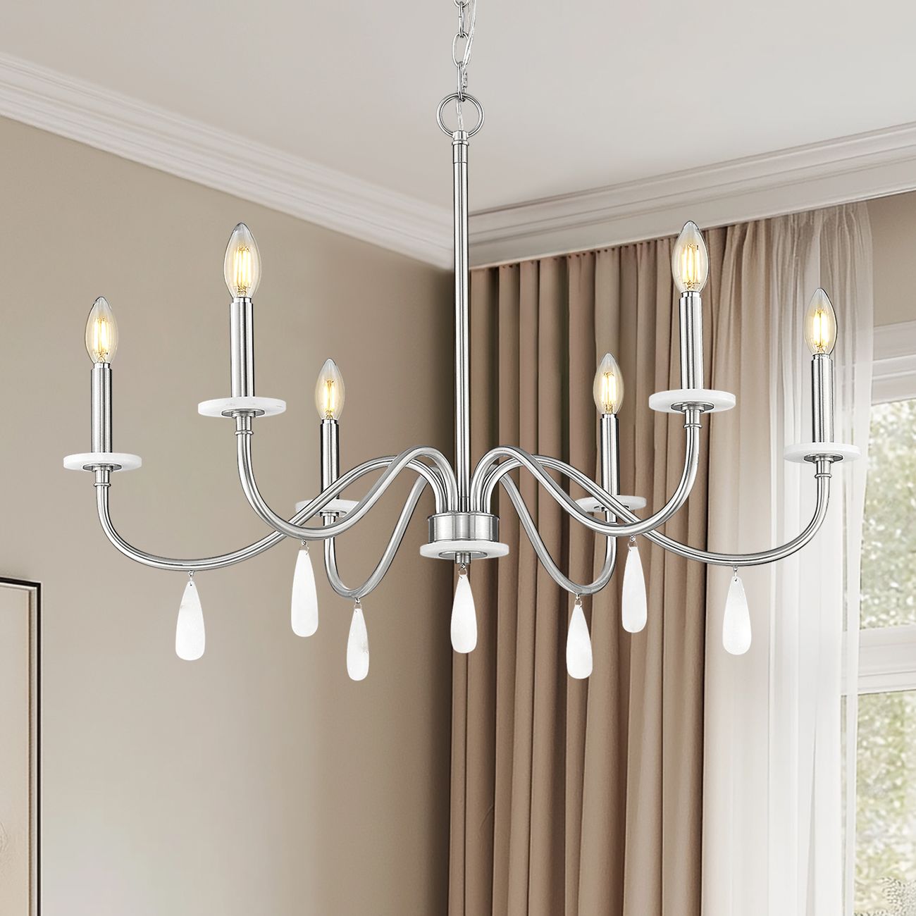 Toussant by Z-Lite 32 inch Brushed Nickel 6 Light Chandelier