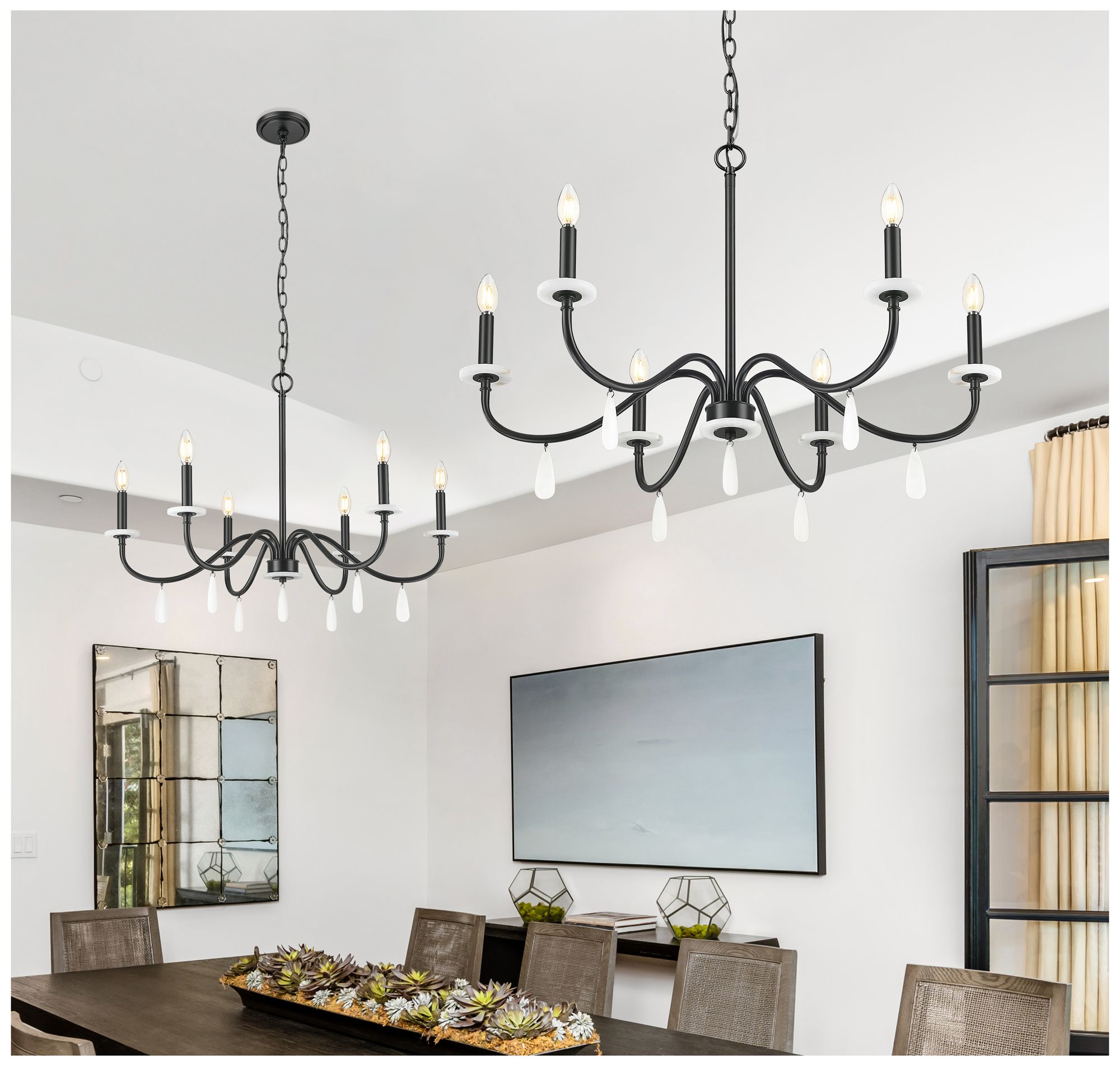 Thumbnail2 of Toussant by Z-Lite 32 inch Matte Black 6 Light Chandelier more views