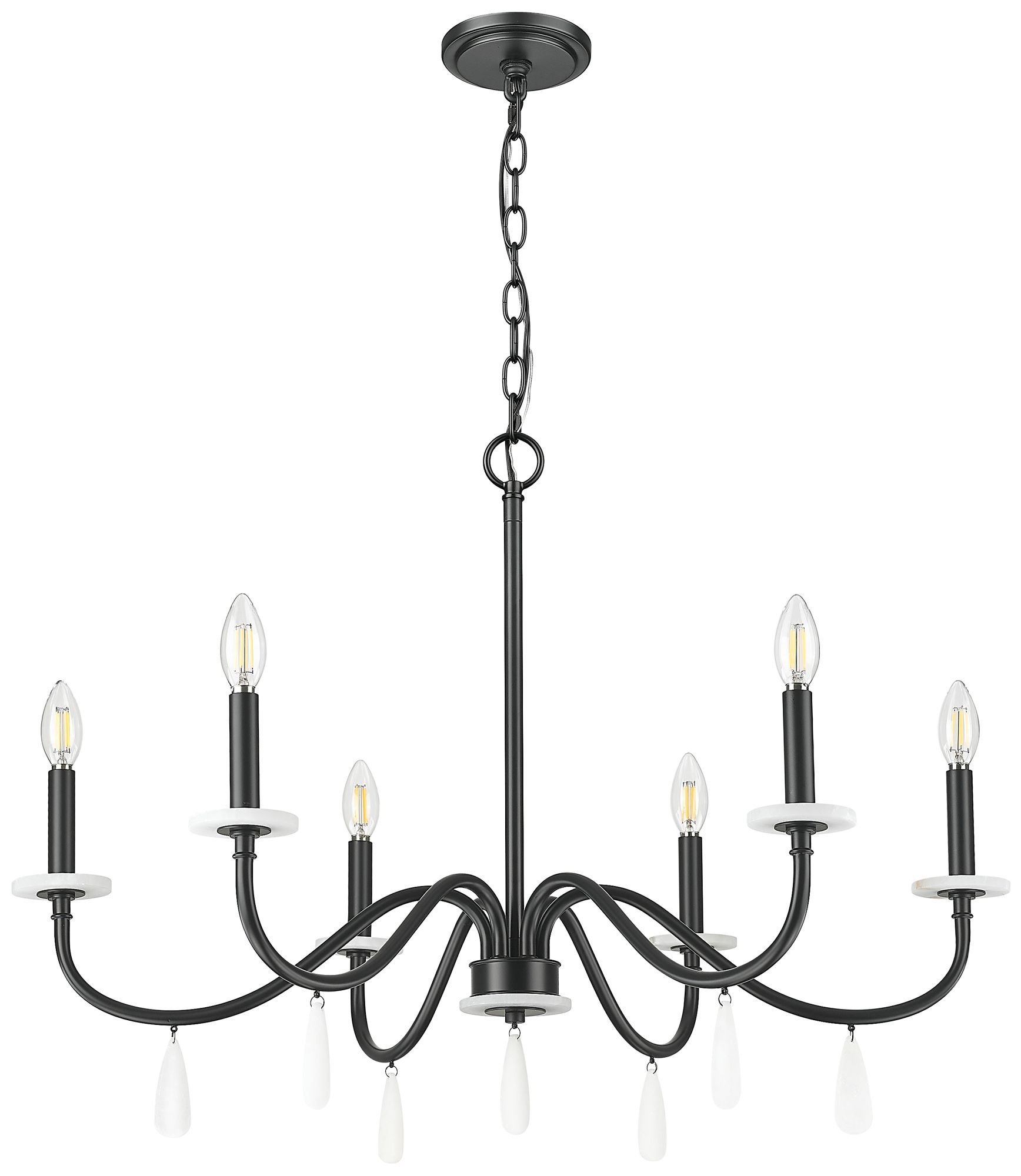 Toussant by Z-Lite 32 inch Matte Black 6 Light Chandelier