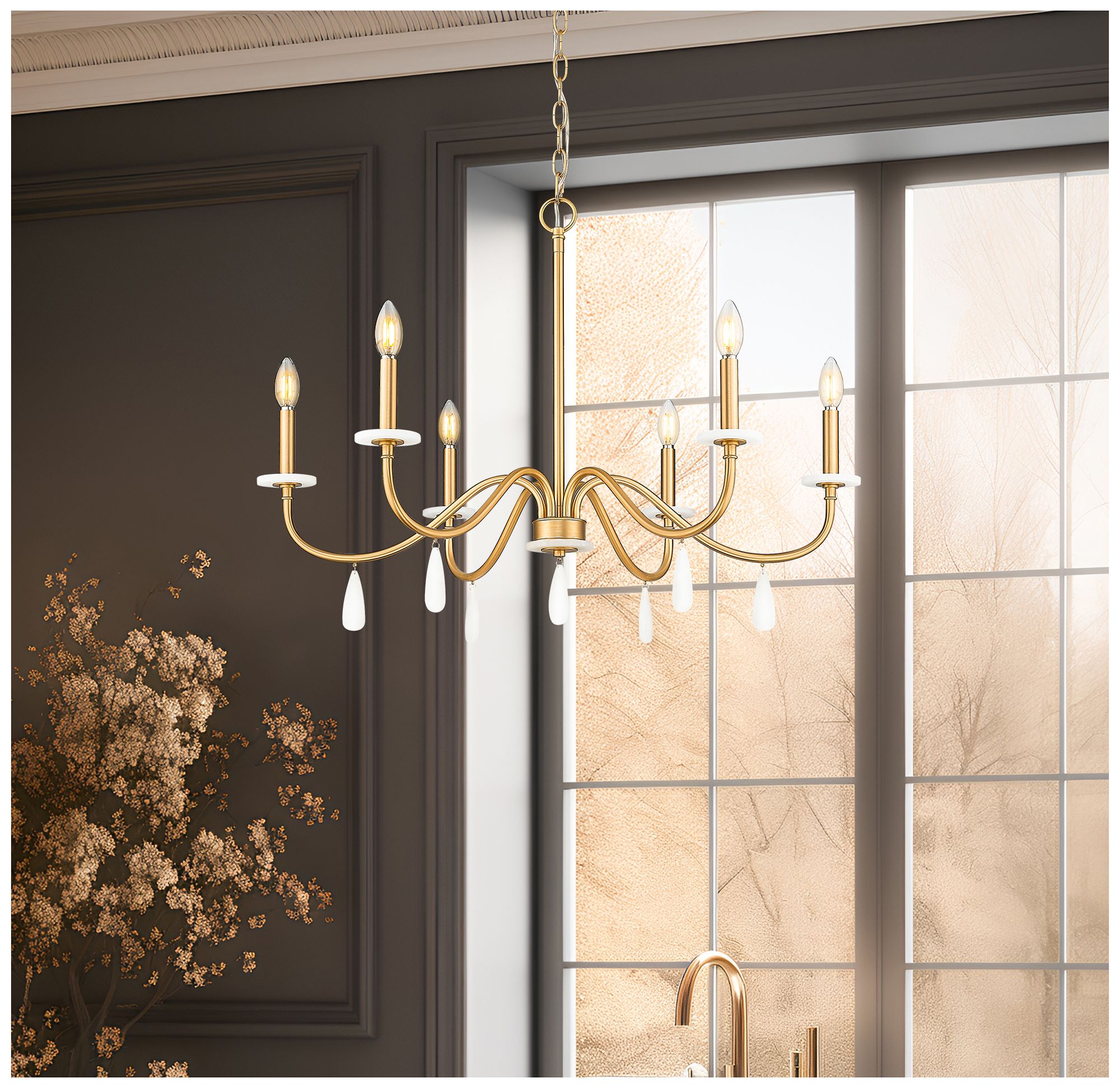 Image 2 Toussant by Z-Lite 32 inch Mordern Gold 6 Light Chandelier more views