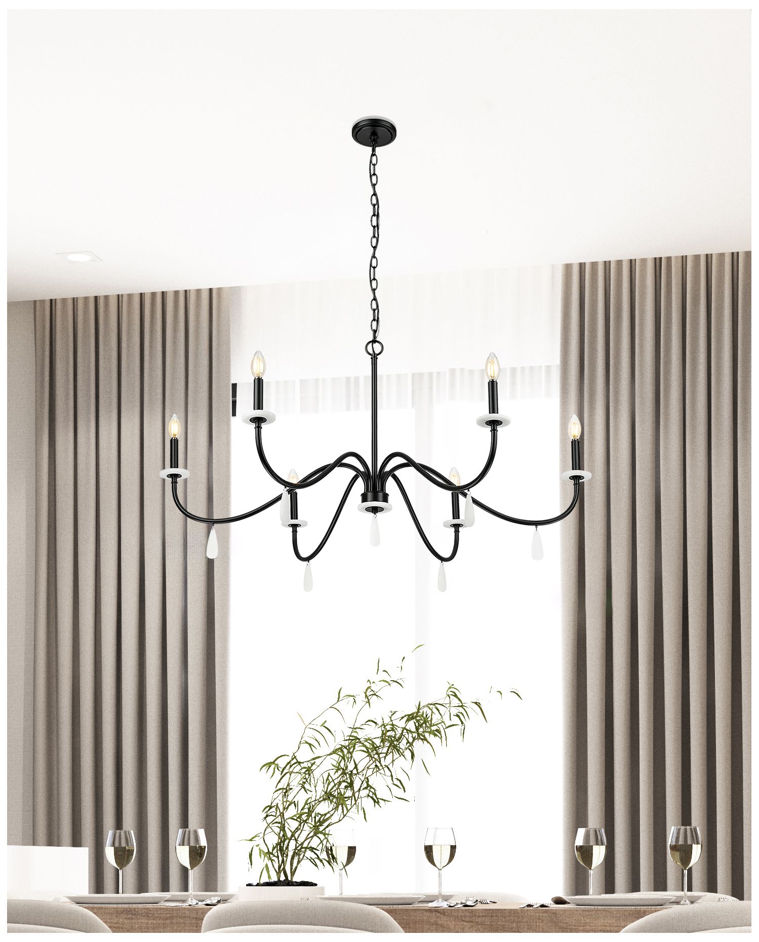 Image 3 Toussant by Z-Lite 45 inch Matte Black 6 Light Chandelier more views