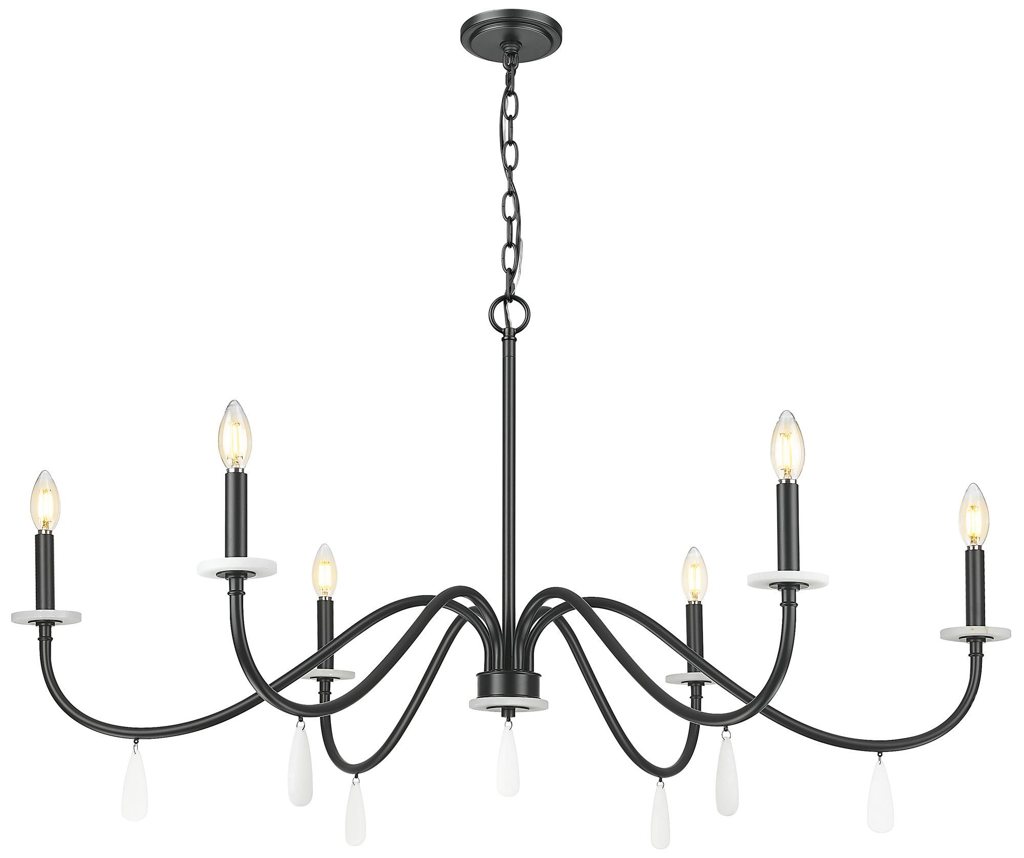 Image 5 Toussant by Z-Lite 45 inch Matte Black 6 Light Chandelier more views