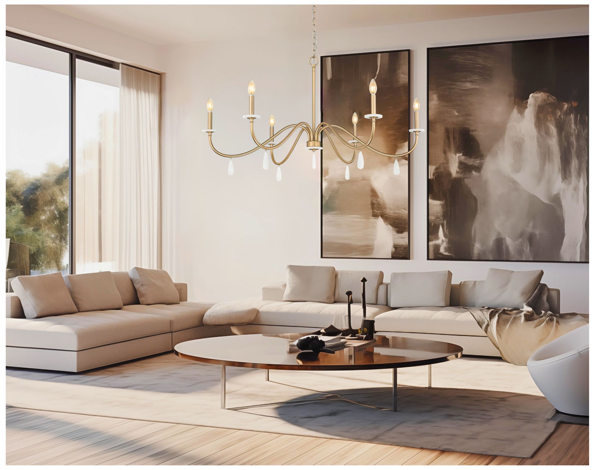 Image 3 Toussant by Z-Lite 45 inch Mordern Gold 6 Light Chandelier more views