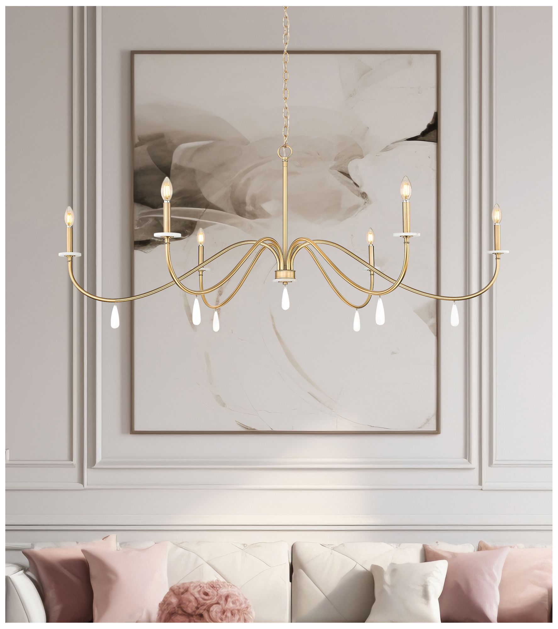 Image 2 Toussant by Z-Lite 63 inch Mordern Gold 6 Light Chandelier more views