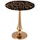TOV 16" Wide Goathide and Gold Aluminum Modern Round Side Table