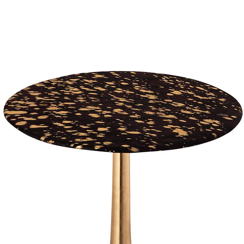 Image 4 TOV 16" Wide Goathide and Gold Aluminum Modern Round Side Table more views