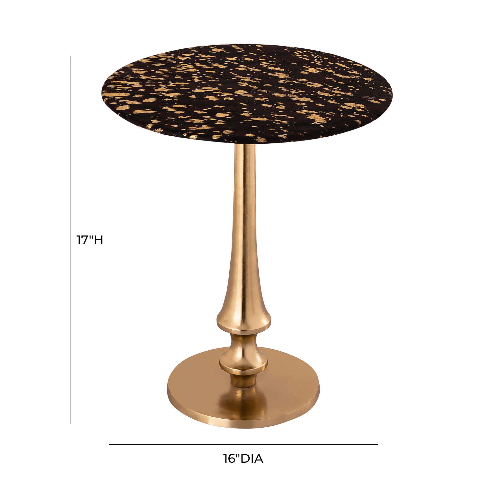TOV 16" Wide Goathide and Gold Aluminum Modern Round Side Table in scene
