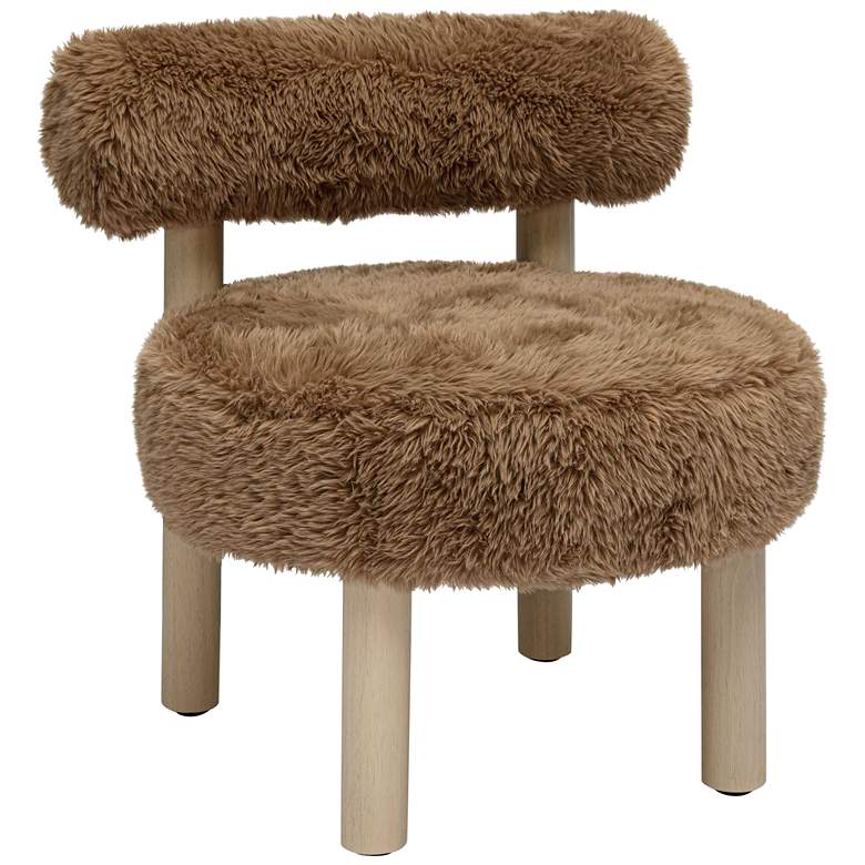 Image 3 TOV 24 3/4" Wide Carmel Dark Taupe Vegan Shearling Modern Accent Chair