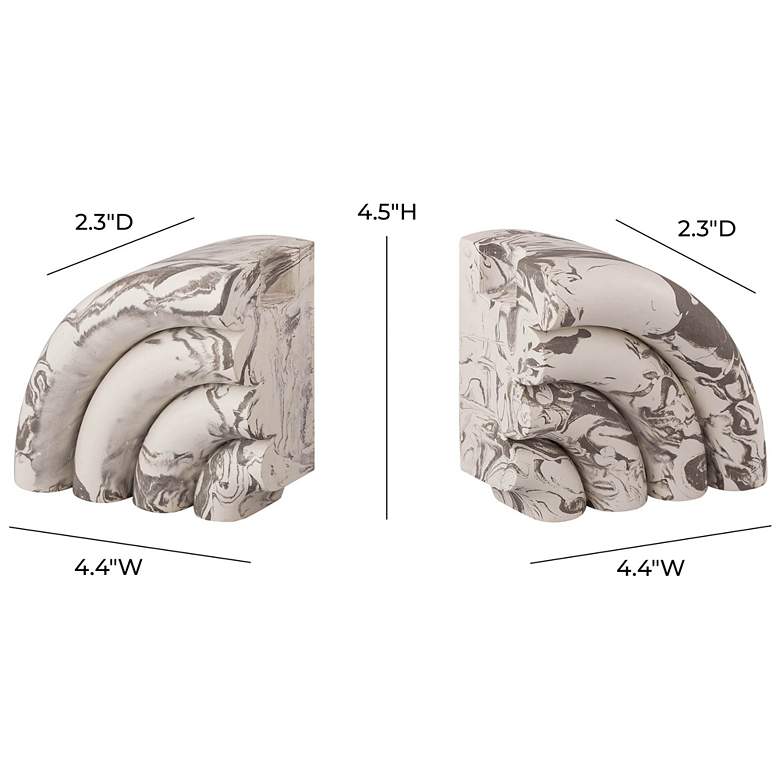 Image 6 TOV 8 3/4" Wide Gray Marble Veneer Concrete Bookends Set of 2 more views