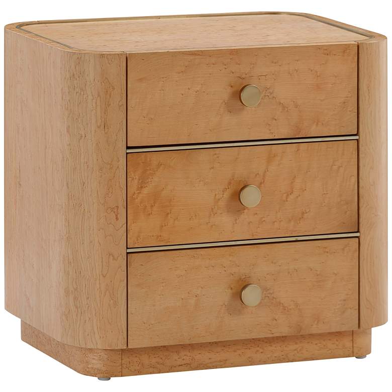 Image 2 TOV Abigail 22" Wide Natural Birdseye Wood 3-Drawer Nightstand